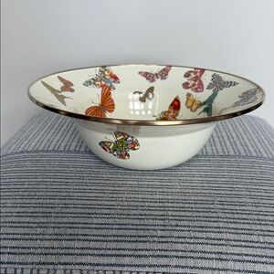 MacKenzie-Childs White Butterfly Garden Large Serving Bowl-4 available